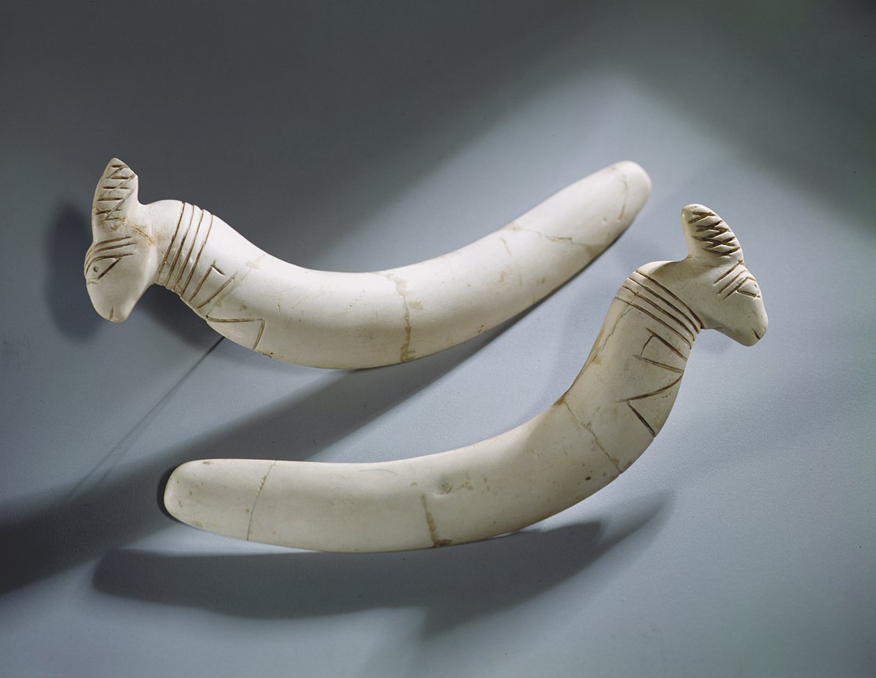 Et par kastanjetter, Thinite Period (flodhest elfenben) av Egyptian 1st Dynasty