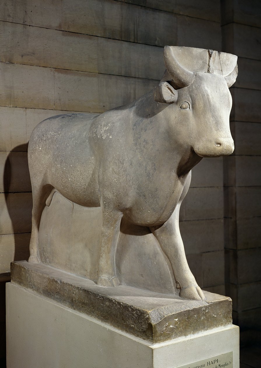 Apis Bull, fra Serapeum, Memphis (kalkstein) av Egyptian 30th Dynasty
