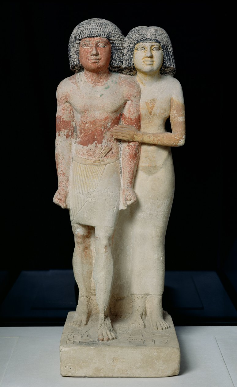 Statue av Raherka og Meresankh, Old Kingdom (kalkstein) av Egyptian 5th Dynasty