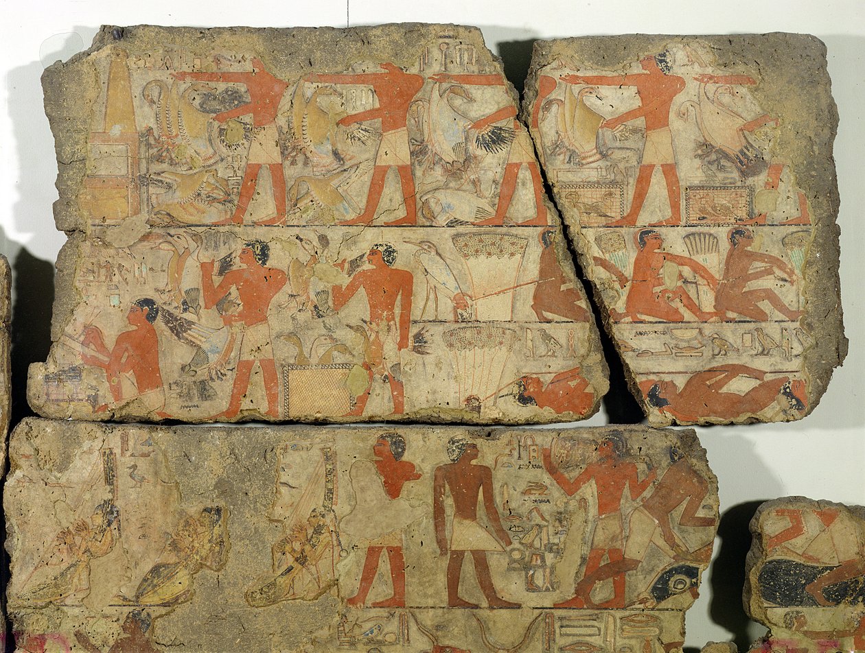 Malerier fra graven til Metjetji, fra Saqqara, Old Kingdom (malt stein) av Egyptian 6th Dynasty