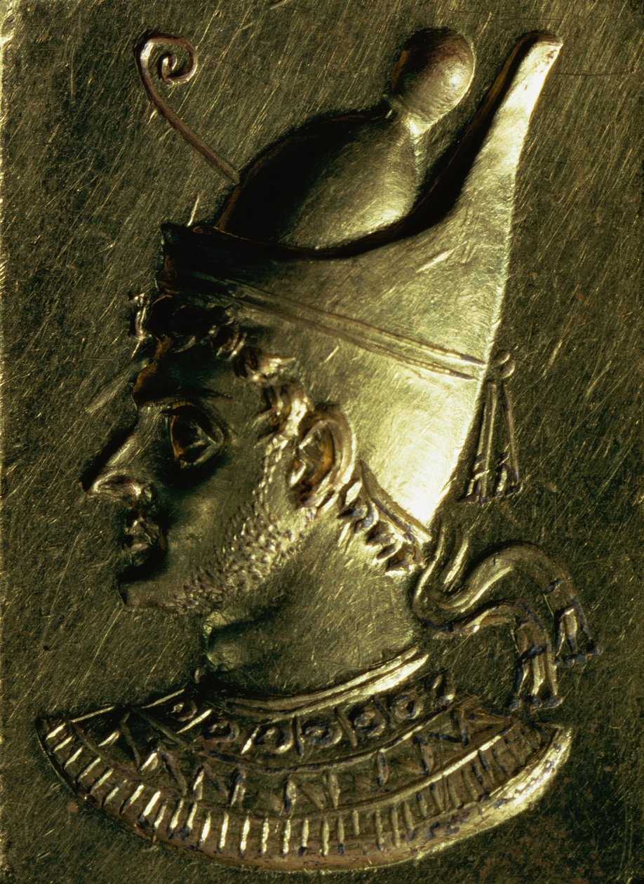 Ring som viser Ptolemaios VI Pilometor (ca. 186-c. 145 f.Kr.) (gull) av Egyptian Ptolemaic Period