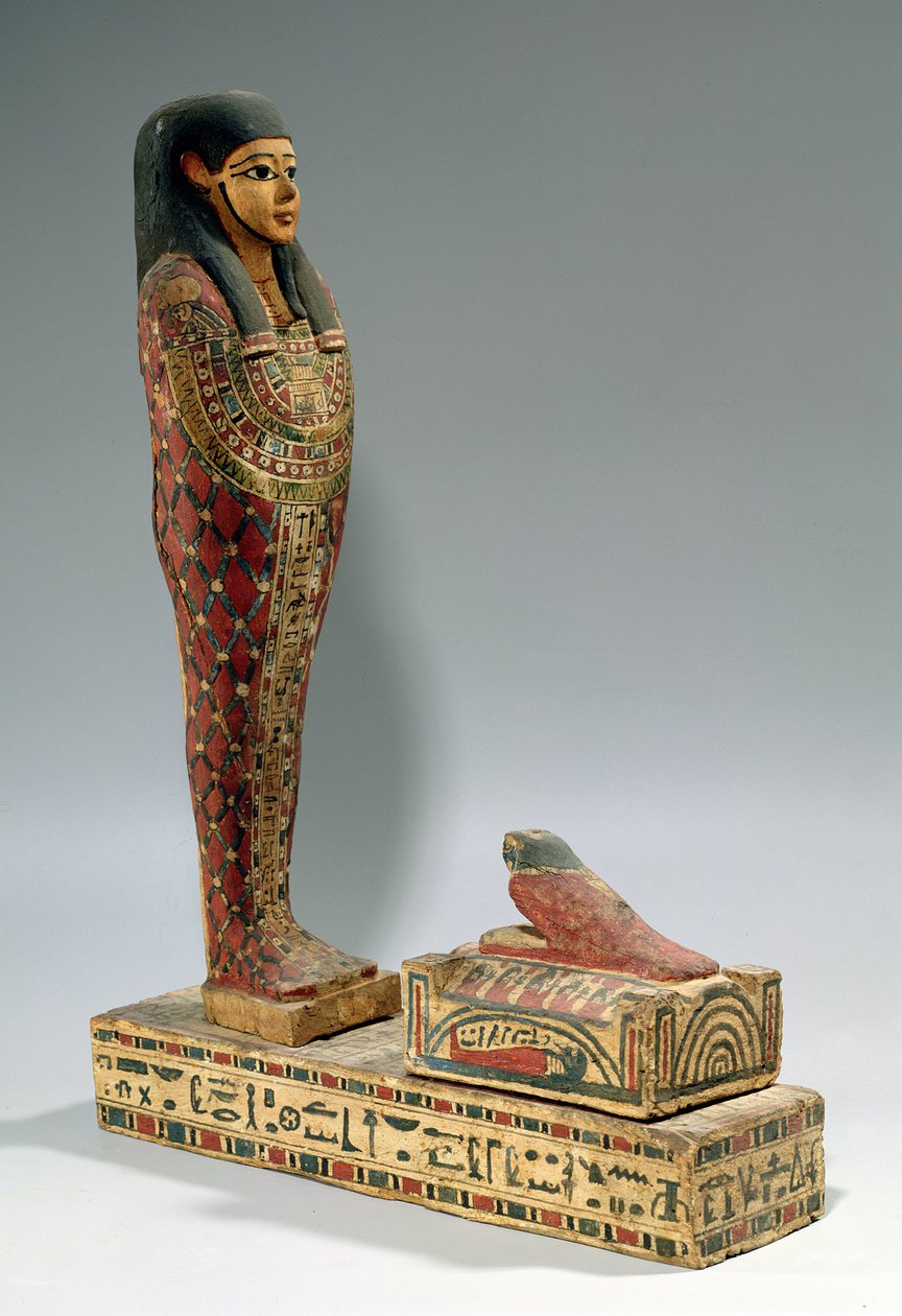 Statuett av Osiris av Iahmes (malt tre) av Egyptian Ptolemaic Period