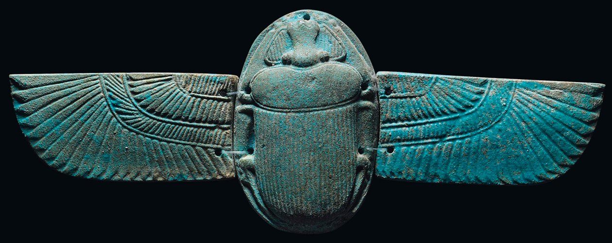 En egyptisk skarabé med vinge av fajanse, ca. 664-30 f.Kr av Egyptian