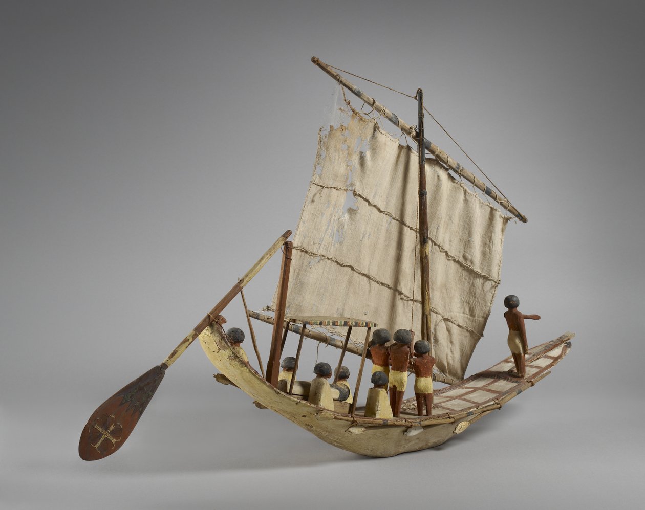 Modellbegravelsesbåt, fra Beni Hasan, sannsynligvis Middle Kingdom, ca. 2060-1786 (blandet media) (se også 107032) av Egyptian