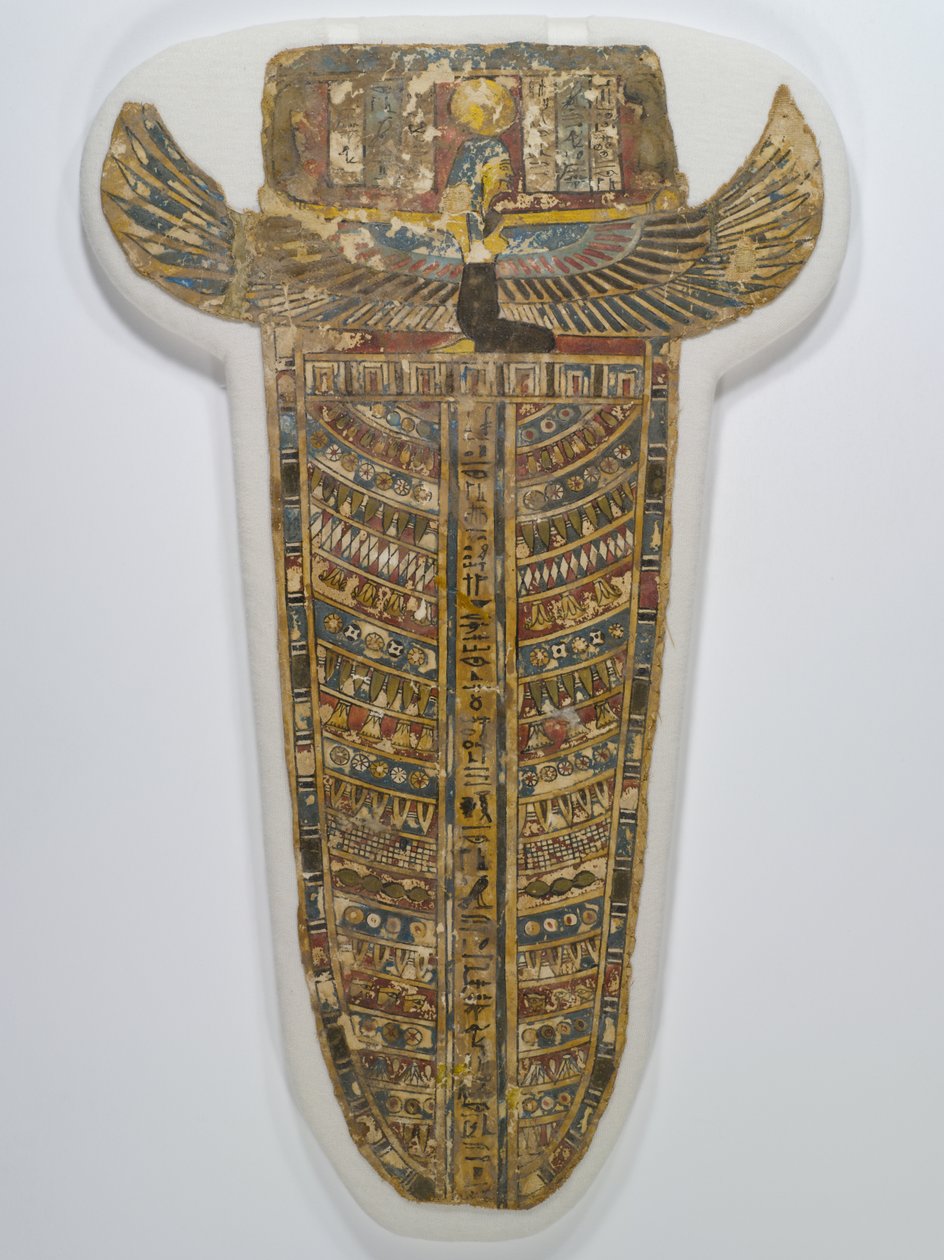 Malt mumiebelegg (forkle), 305-30 f.Kr. (lin, gesso, maling og forgylling) av Egyptian