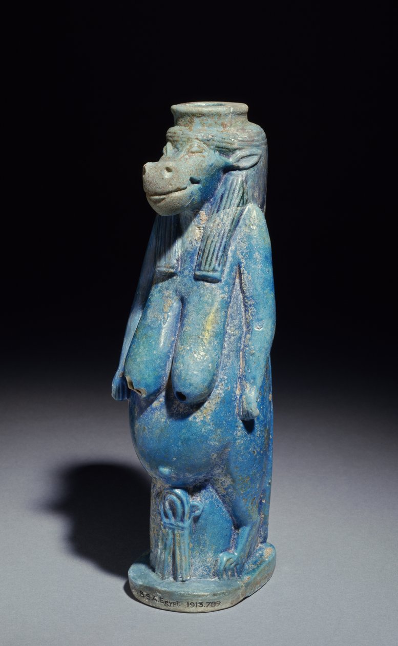 Taueret, flodhestens gudinne, sannsynligvis sen periode, ca. 664-332 f.Kr. (fajanseglasert lertøy) av Egyptian