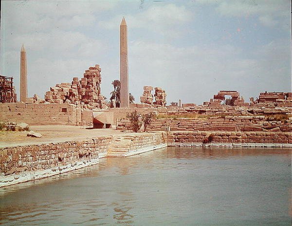 Utsikt over den hellige innsjøen, Amun-tempelet av Egyptian