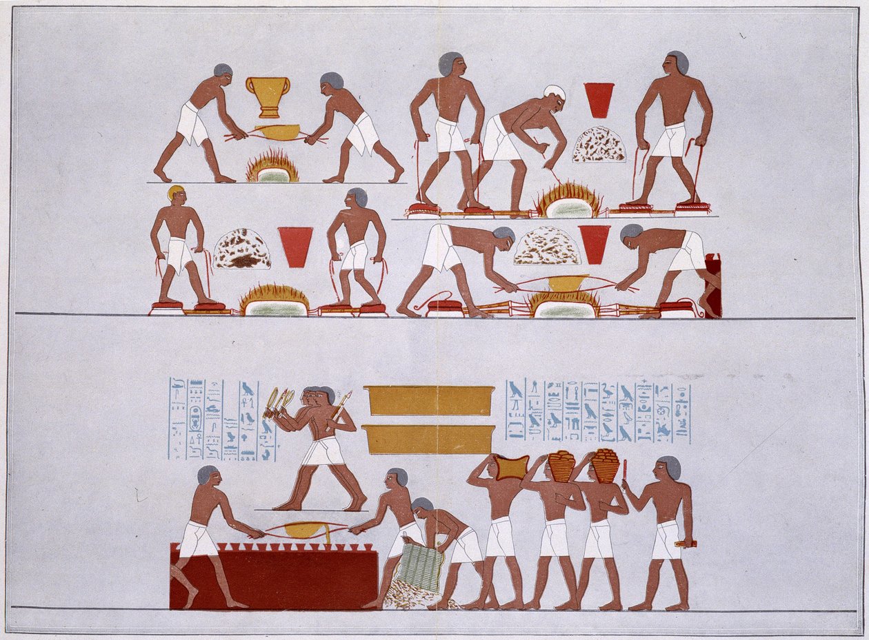 Verksted for Rothennou Gold Founders - faksimile av freskene til Karnak-tempelet, i "History of Egyptian Art"" av Prisse d