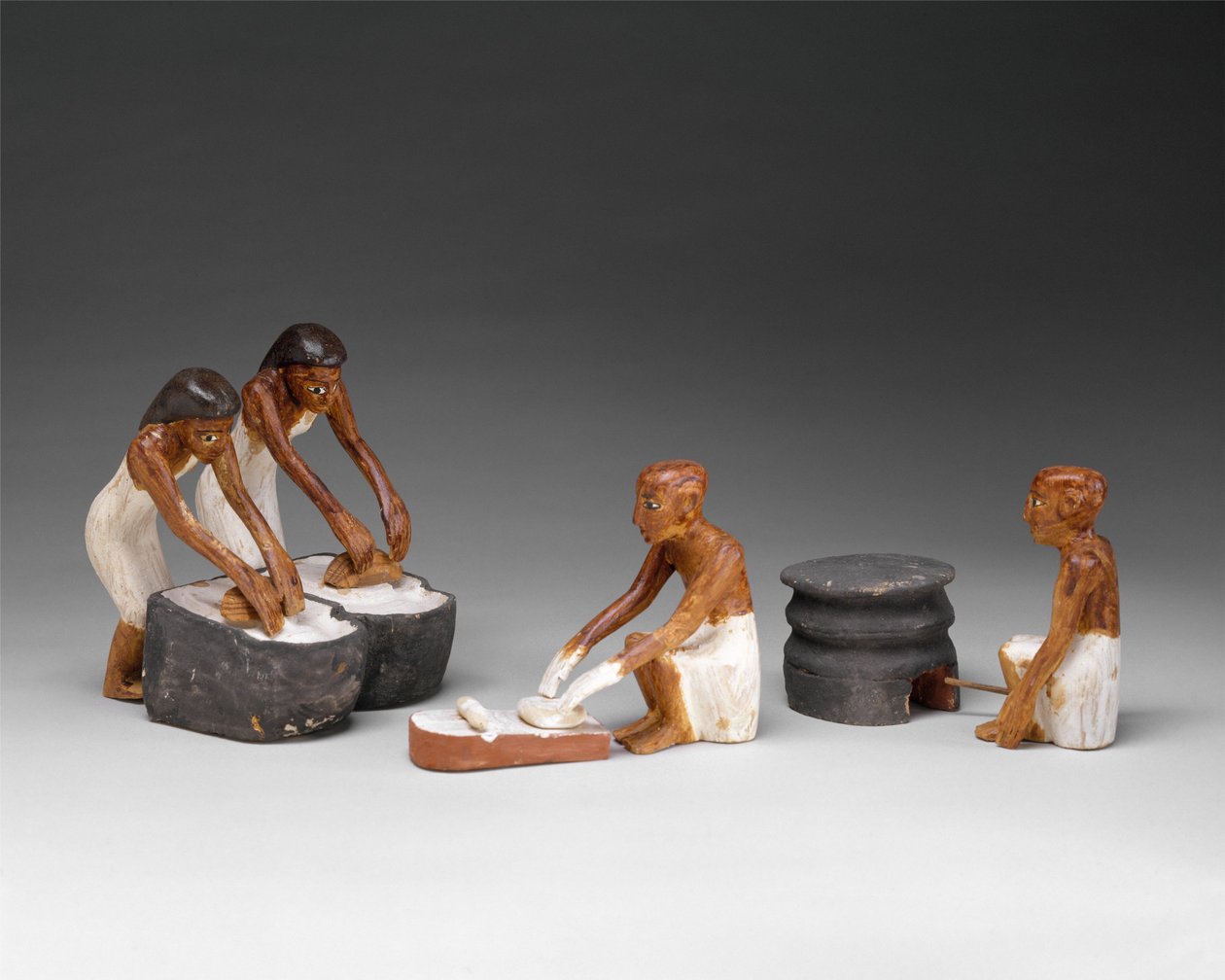 Bakere og bryggere fra graven til Meketre, ca. 1981–1975 f.Kr. (tre, gesso, maling, lin) av Egyptian 12th Dynasty
