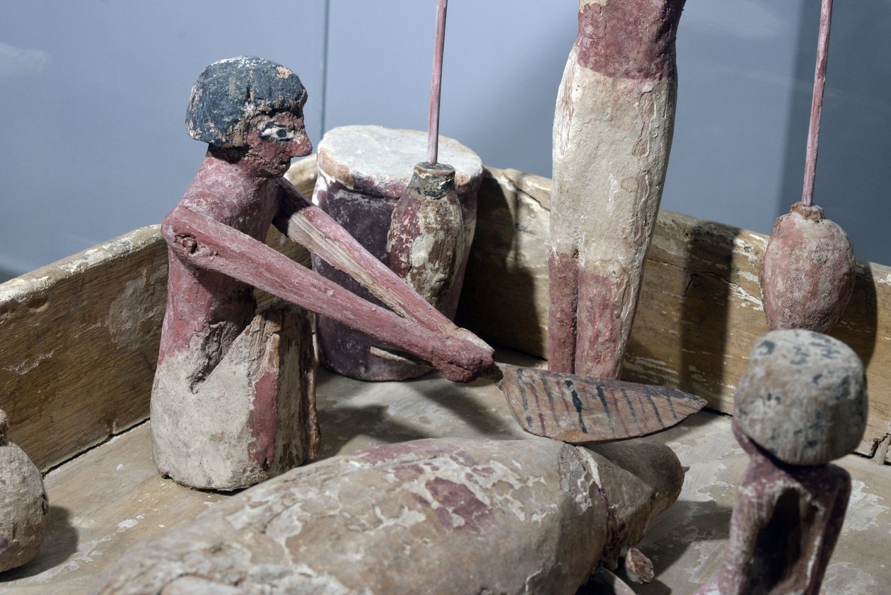 Detalj fra modell av en slakterbutikk, Egypt, ca. 2000-1700 f.Kr av Egyptian 12th Dynasty