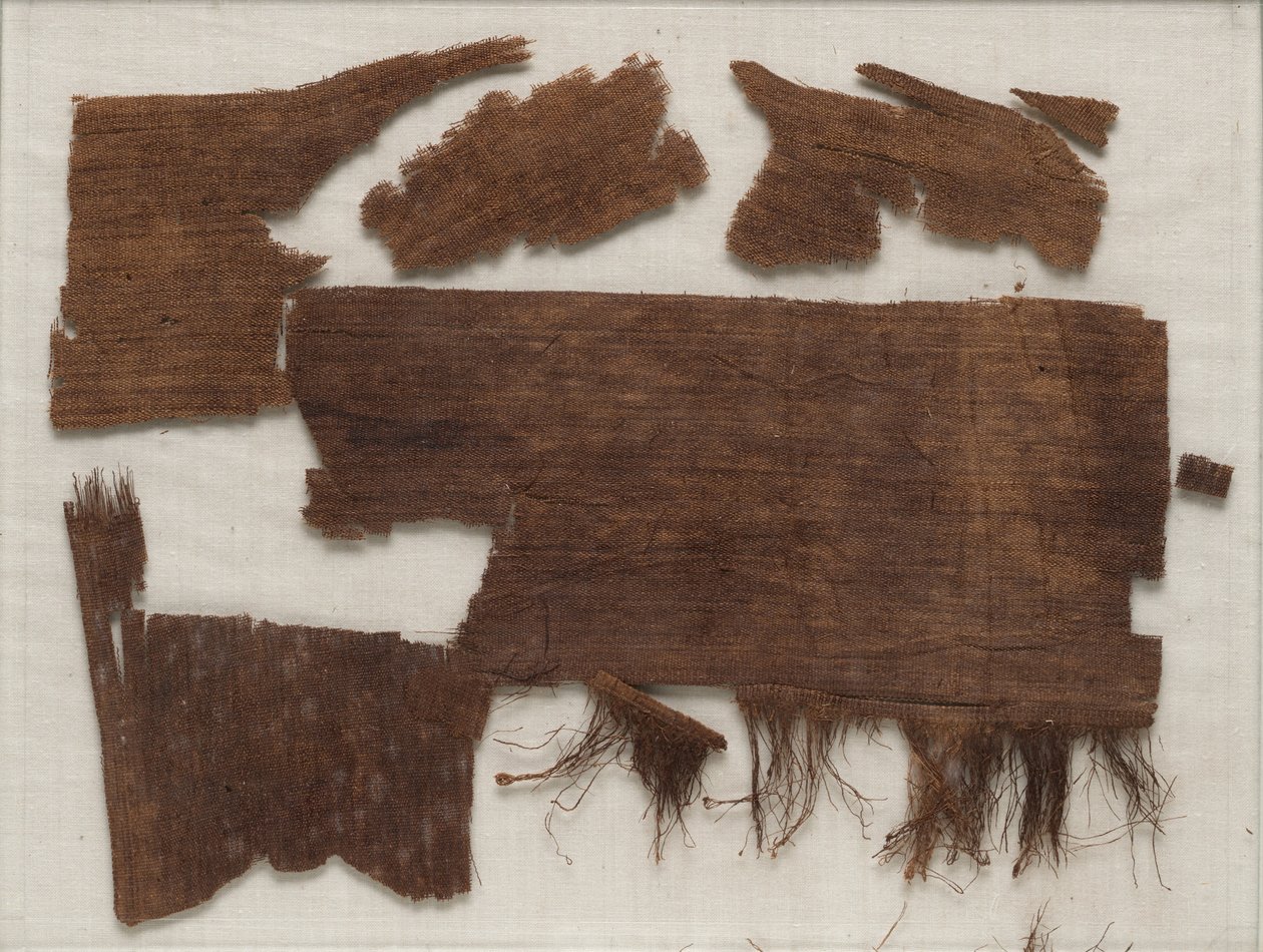 Fragmenter av egyptiske mumieinnpakninger funnet i kisten til Senbi, Midtriket, ca. 1918-1859 f.Kr. av Egyptian 12th Dynasty