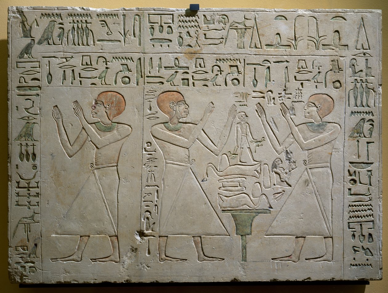 Mery, Hetepuy og Khety, felleskanslere under regjeringen til Senwosret (Sesostris) I, malt kalksteinstele, egyptisk sivilisasjon, Middle Kingdom, Dynasti XII av Egyptian 12th Dynasty