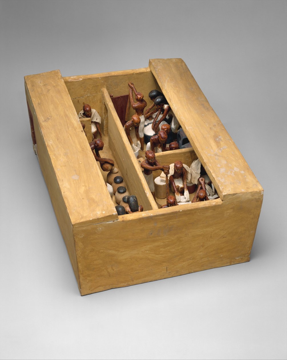 Modellbakeri og bryggeri fra graven til Meketre, ca. 1981–1975 f.Kr. (tre, gesso, maling, lin) av Egyptian 12th Dynasty