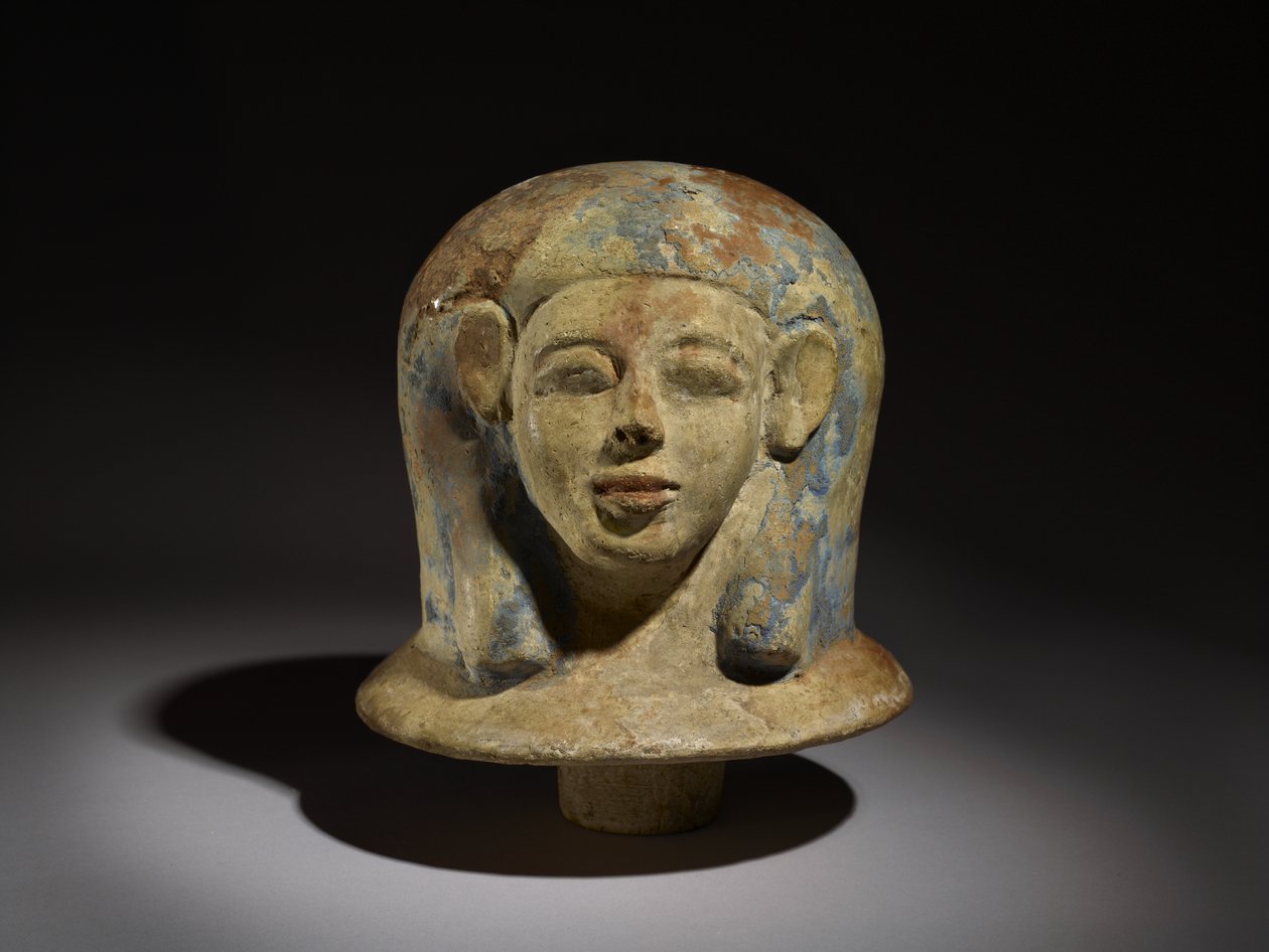 Canopic Krukkelokk i form av et hode av Egyptian 17th Dynasty
