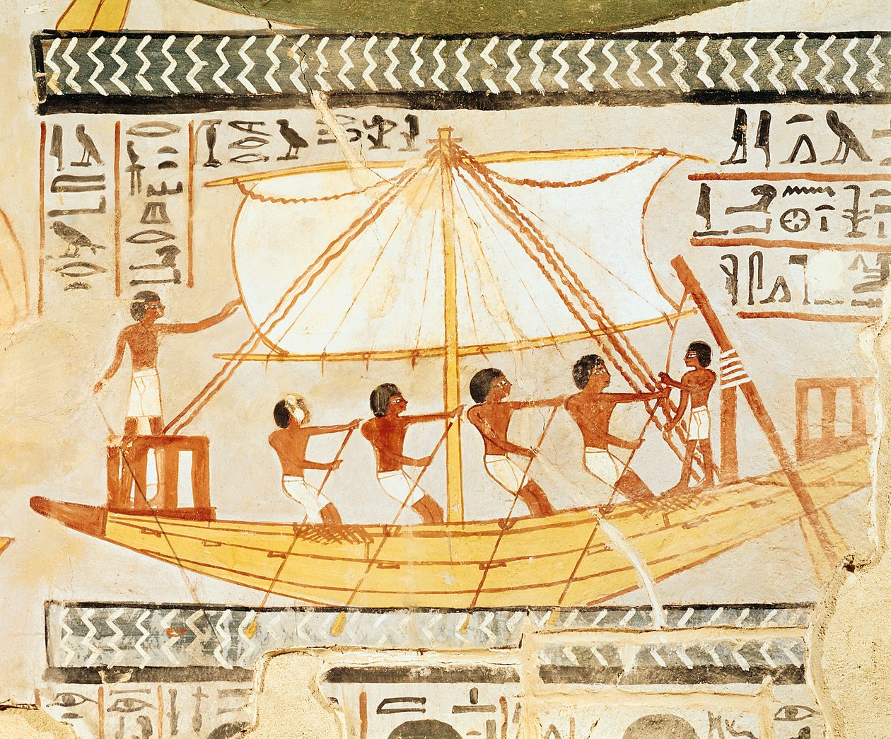 Båtmenn på Nilen, fra graven til Sennefer, New Kingdom (veggmaleri) av Egyptian 18th Dynasty