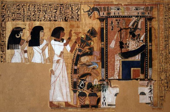 De dødes bok av skriveren Nebqed, detalj om den avdøde før Osiris, New Kingdom, ca. 1400 f.Kr. (papyrus) av Egyptian 18th Dynasty