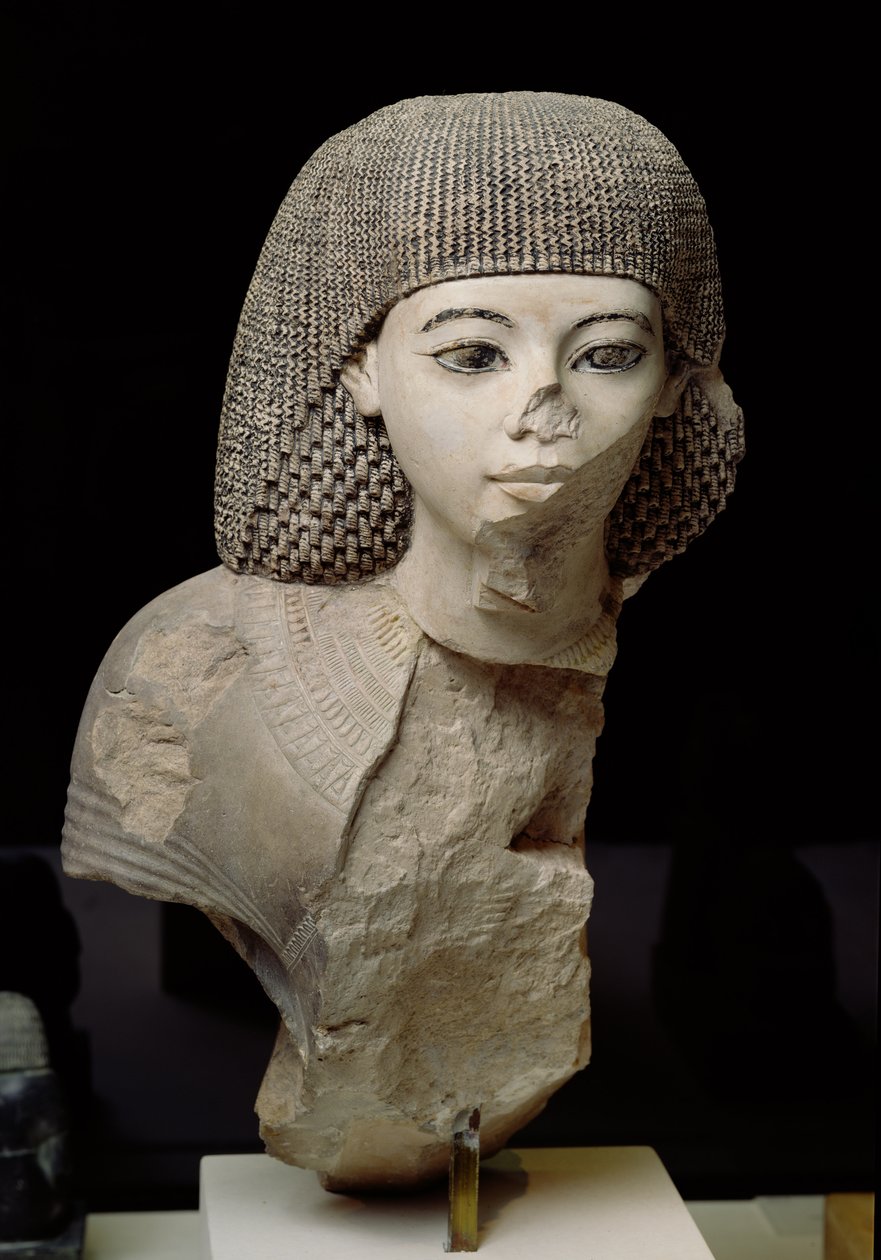 Byste av den kongelige skribent, Meniou, New Kingdom, ca. 1391-53 f.Kr. (kalkstein) av Egyptian 18th Dynasty
