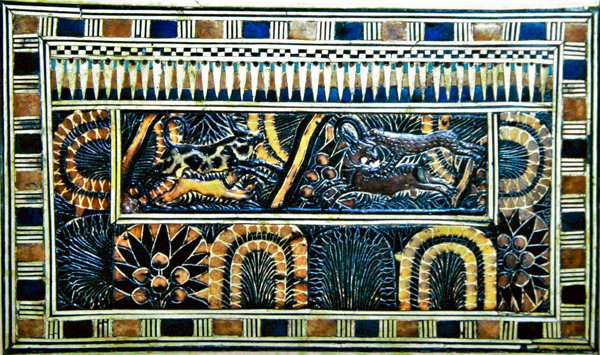 Coffer, fra graven til Tutankhamun, New Kingdom (tre, bronse, elfenben og farget glasur) av Egyptian 18th Dynasty