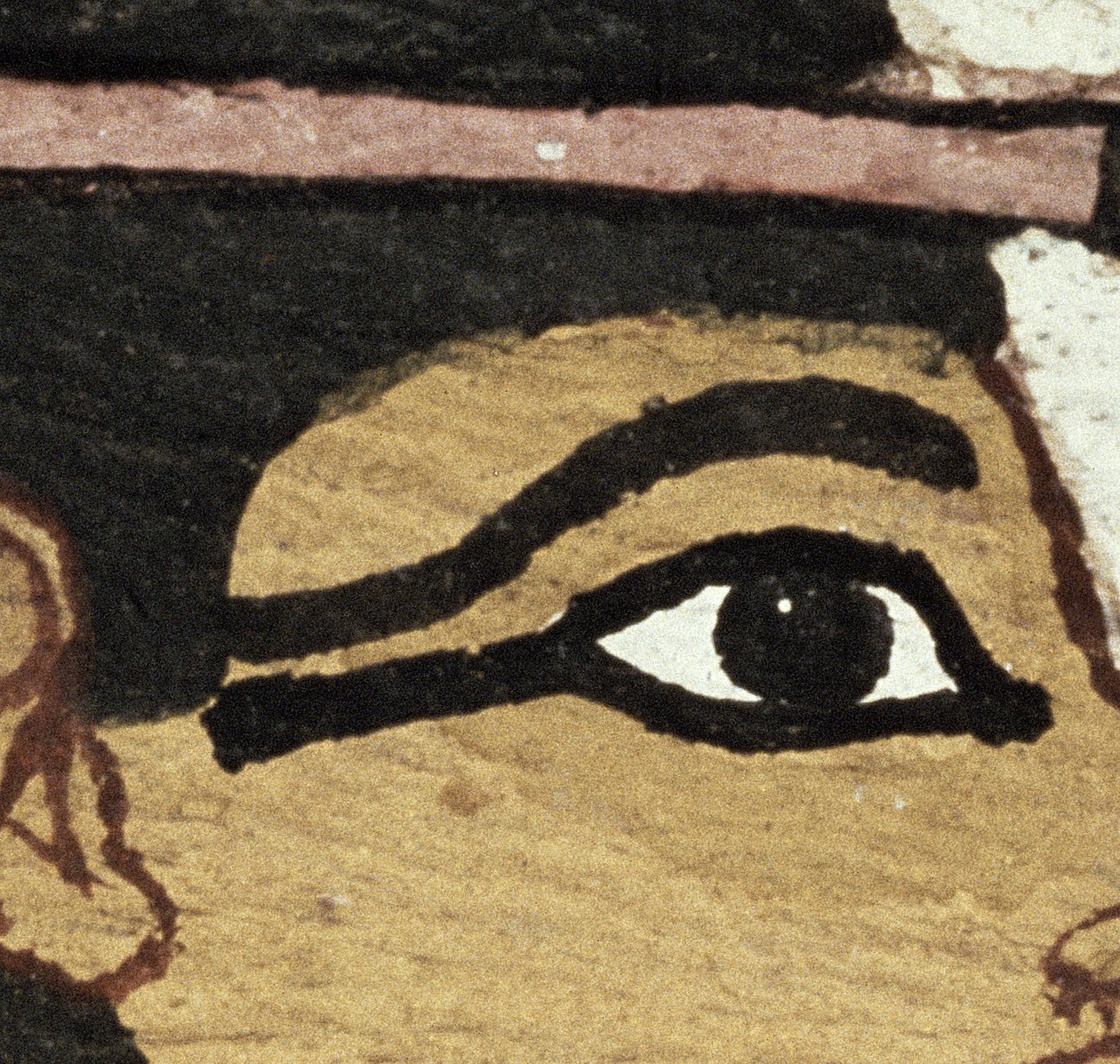 Detalj av dekorasjonen av en sarkofag av The Lady of Madja, New Kingdom, ca. 1450 f.Kr. (malt tre) (detalj av 95067) av Egyptian 18th Dynasty