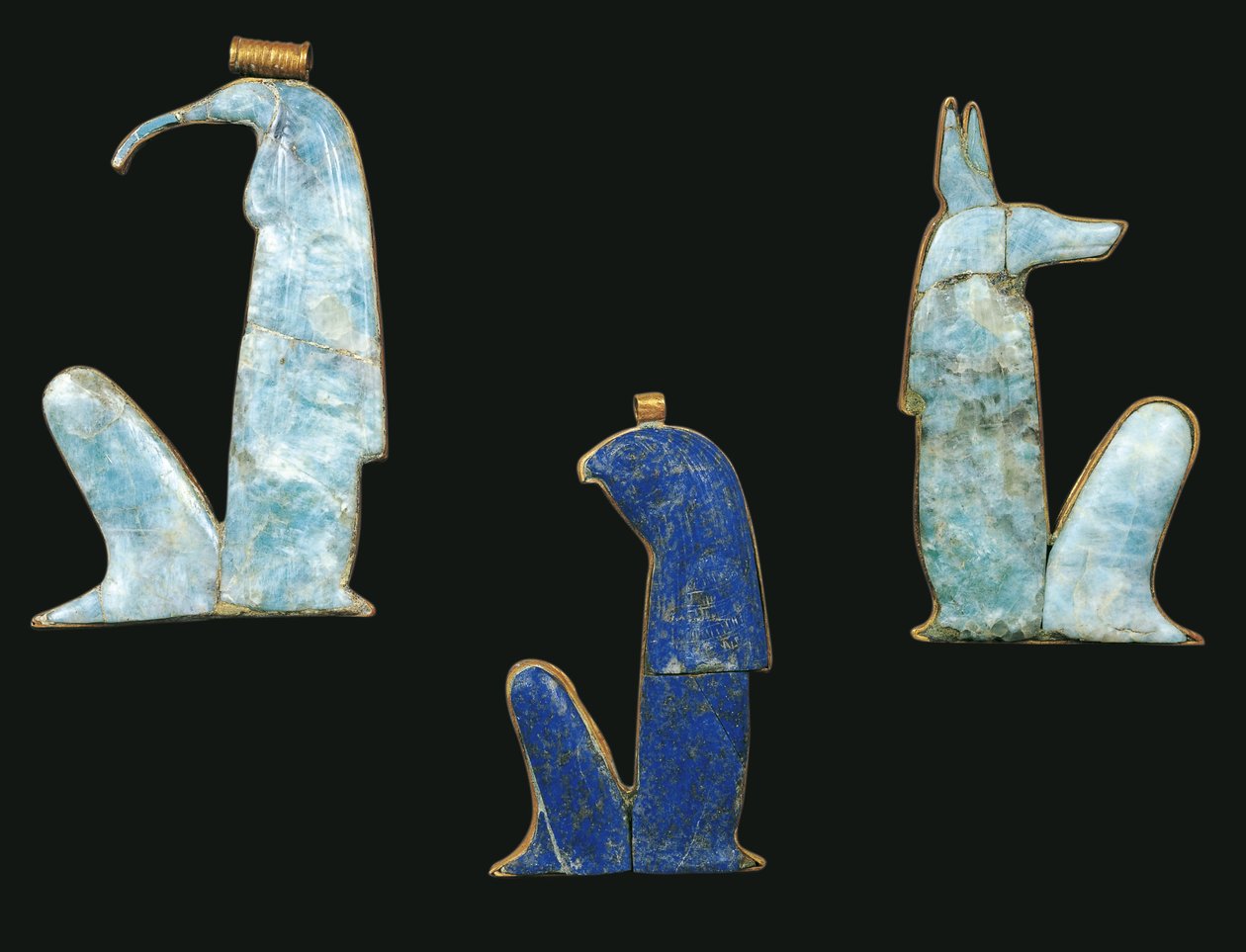 Egypt, Theben, Luxor, Kongenes dal, Tutankhamons grav, Tutankhamons skatter, amuletter av Egyptian 18th Dynasty