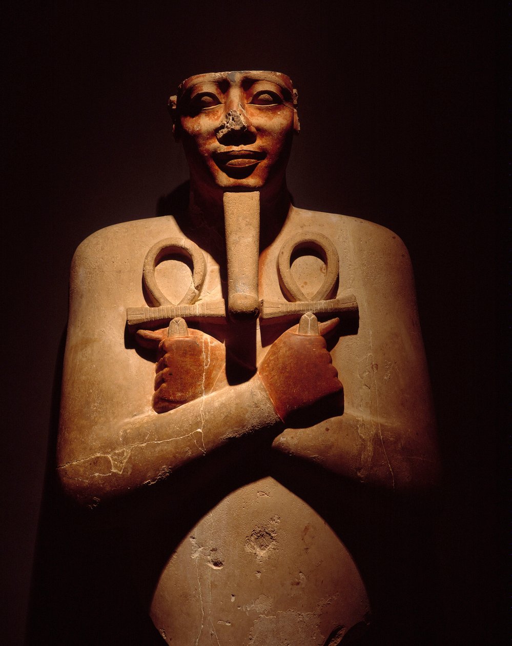 Egyptisk antikvitet: Osiriac-søylen til Sesostris I, fra Amon-tempelet i Karnak. 1971-1926 f.Kr. Egyptisk kunstmuseum, Luxor (eller Luxor) av Egyptian 18th Dynasty