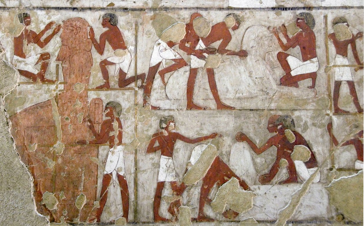 Egyptisk antikvitet: maleri som dekorerer graven til Rekhmire (TT100), visir fra det 18. dynastiet av Egyptian 18th Dynasty