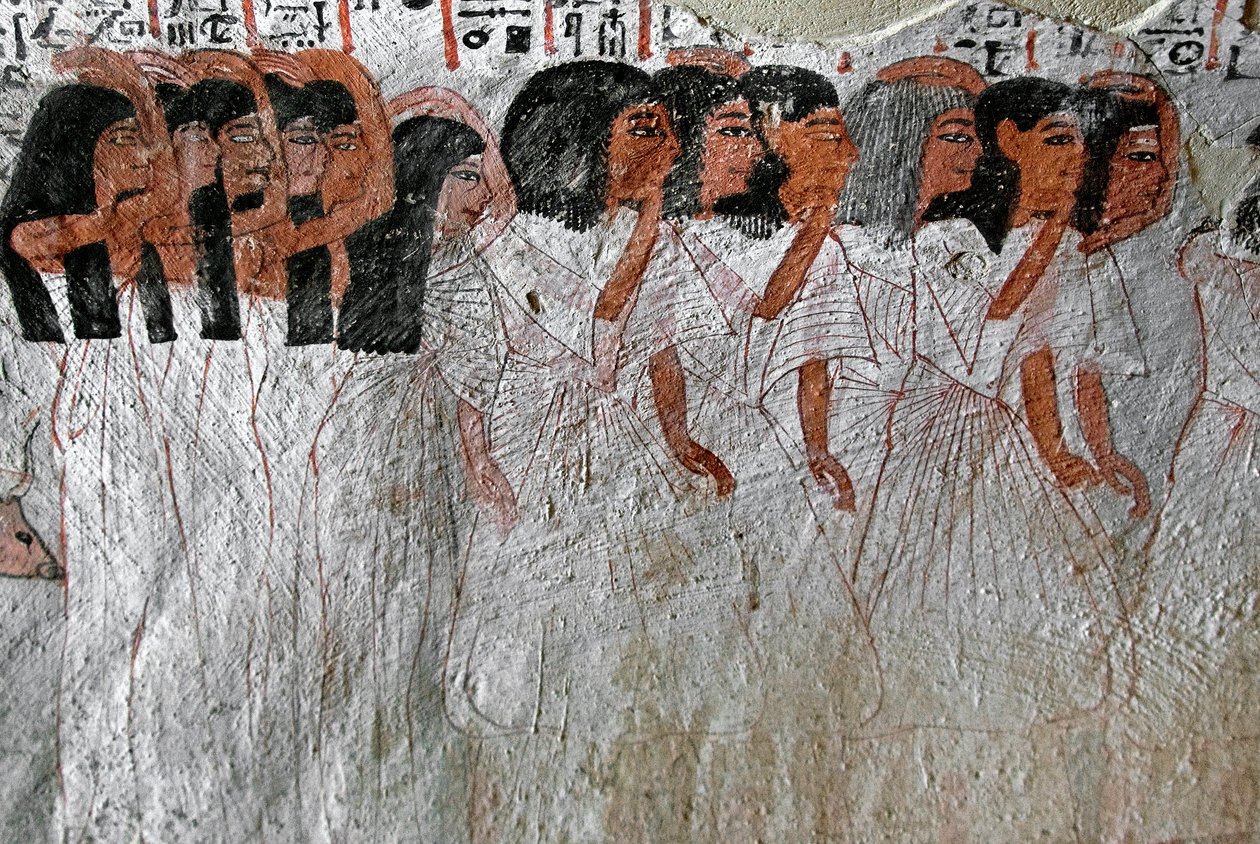 Egyptisk antikvitet: prosesjon av gråt. Maleri av graven til Roy (TT255). 18. dynasti. Fra Vestbredden av Luxor, Egypt av Egyptian 18th Dynasty