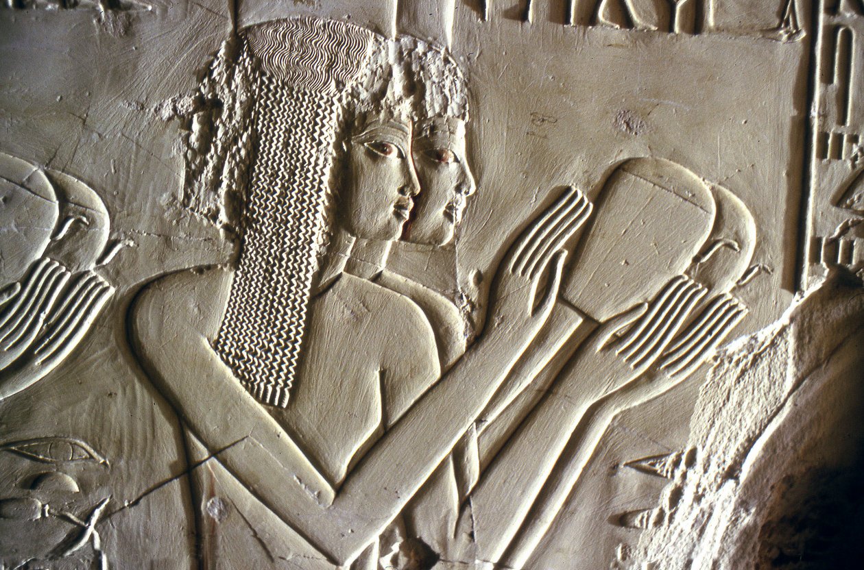 Egyptisk antikvitet: unge jenter gir offer. Kheruefs grav (TT 192) (18. dynasti av Egyptian 18th Dynasty