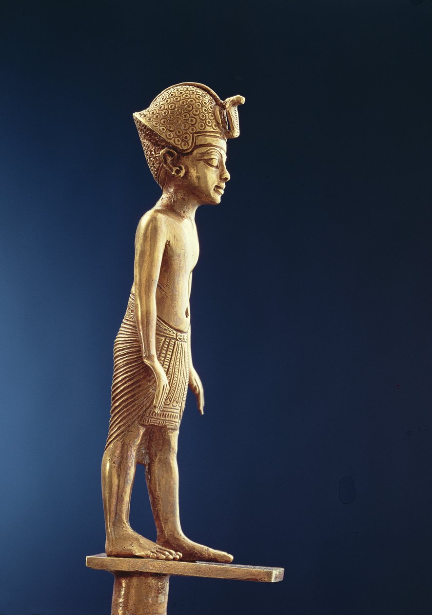 Figur av kongen fra en stav, fra Tutankhamons grav, New Kingdom (gull) av Egyptian 18th Dynasty
