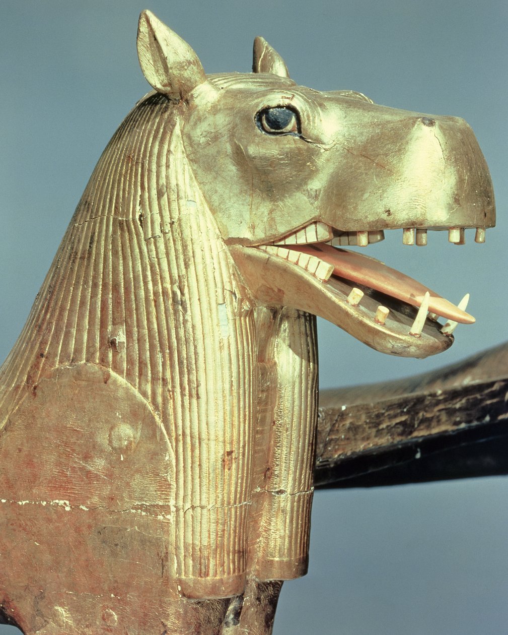 Begravelsessengehode i form av gudinnen Tueris, fra graven til Tutankhamon (ca. 1370-52 f.Kr.) New Kingdom (forgylt tre) av Egyptian 18th Dynasty