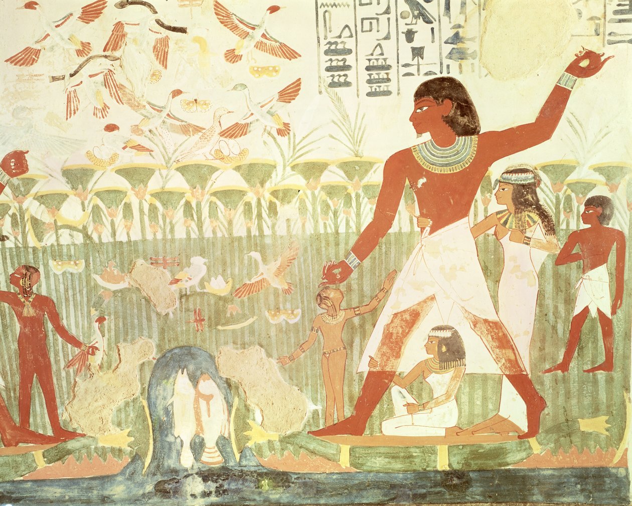 Jakt og fiske, fra graven til Nakht, New Kingdom (veggmaleri) av Egyptian 18th Dynasty