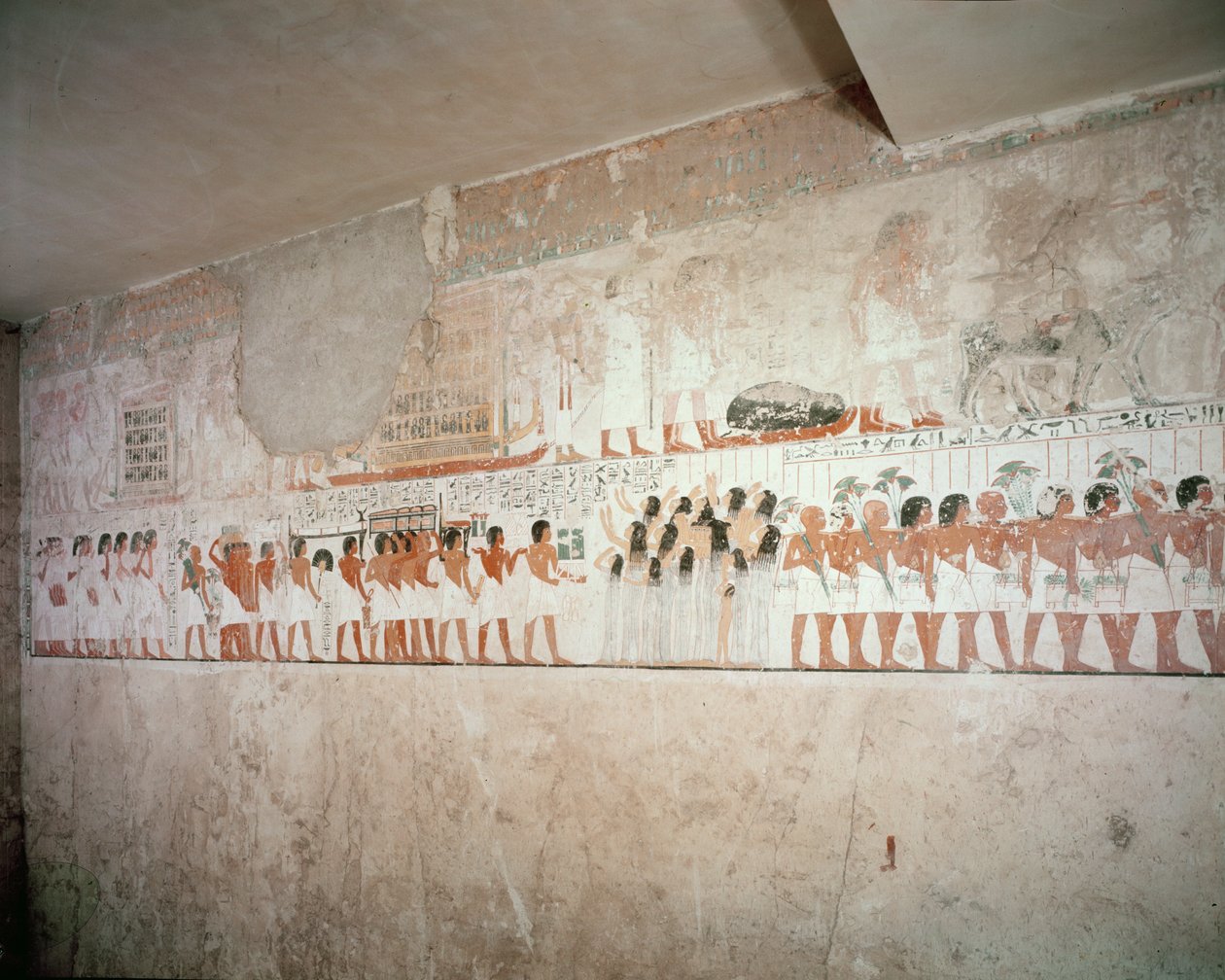 Interiør av graven til Ramose, New Kingdom, ca. 1360 f.Kr. (veggmaleri) av Egyptian 18th Dynasty