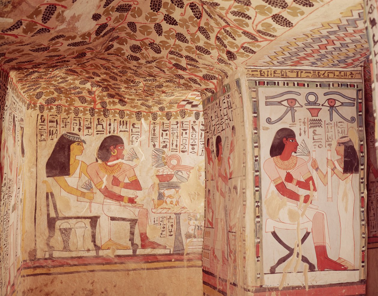 Interiør i graven til Sennefer, New Kingdom av Egyptian 18th Dynasty