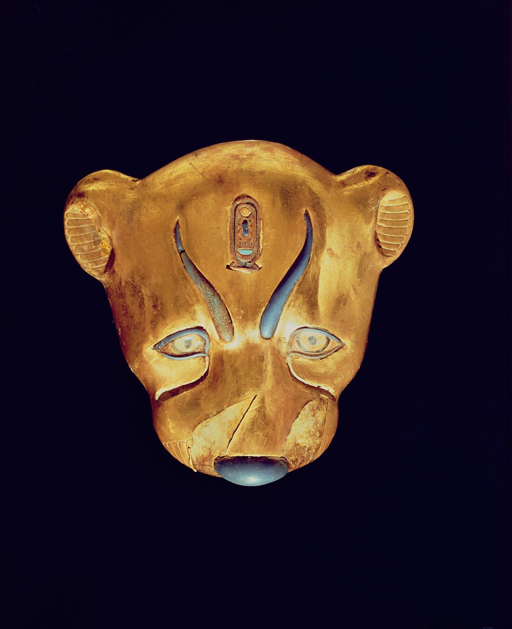 Leopardhode, fra graven til Tutankhamun, New Kingdom (tre dekket med gesso dekket med gull) av Egyptian 18th Dynasty