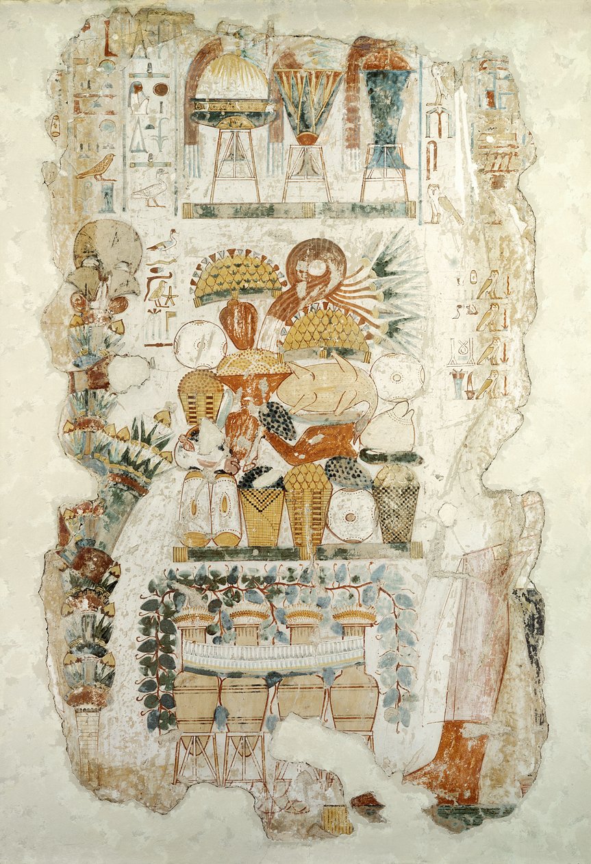 Nebamun mottar tilbud fra sønnen sin, fra Nebamuns grav, ca. 1350 f.Kr. (veggmaleri) av Egyptian 18th Dynasty