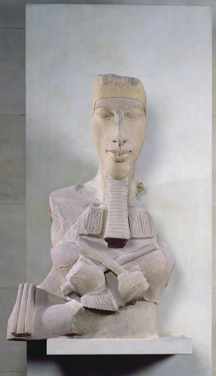 Osirid-søylen til Amenophis IV (Akhenaten) fra Karnak, Amarna-perioden, New Kingdom, ca. 1353-37 f.Kr. (sandstein) av Egyptian 18th Dynasty