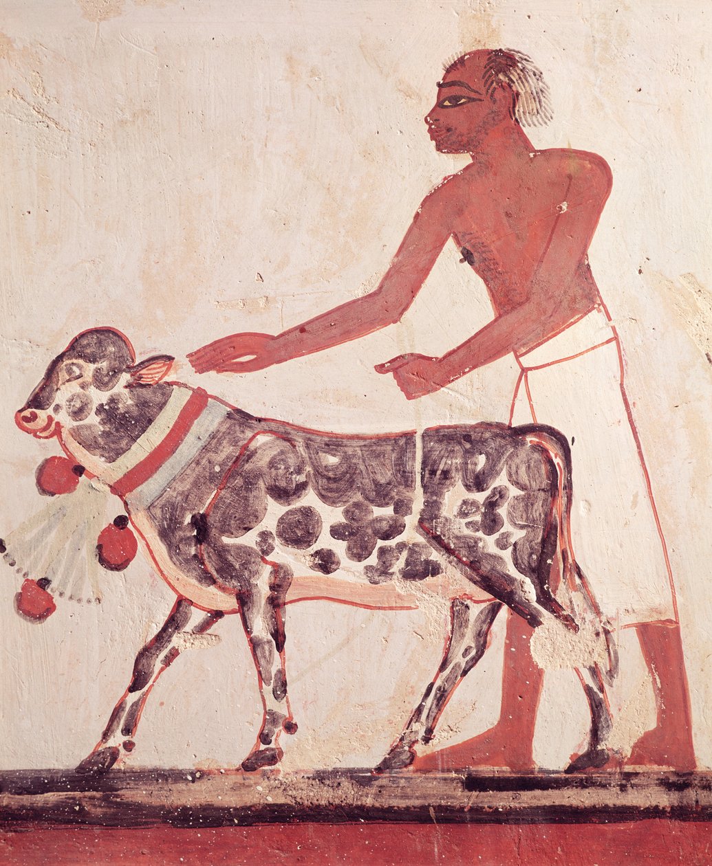 Bonde som leder en ku for å ofre, fra Mennas grav (veggmaleri) av Egyptian 18th Dynasty