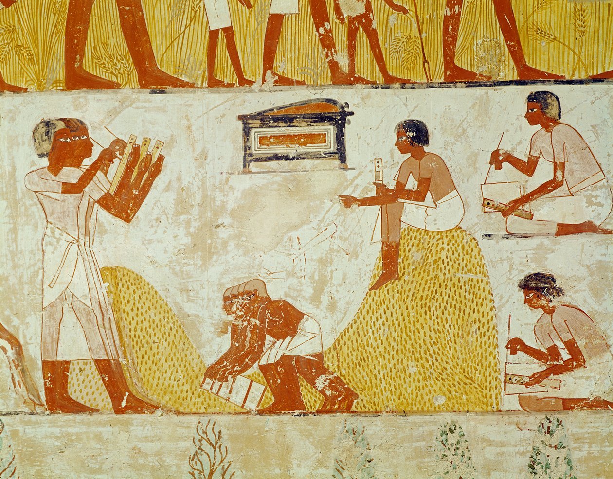 Registrering av innhøstingen, fra Mennas grav (veggmaleri) av Egyptian 18th Dynasty