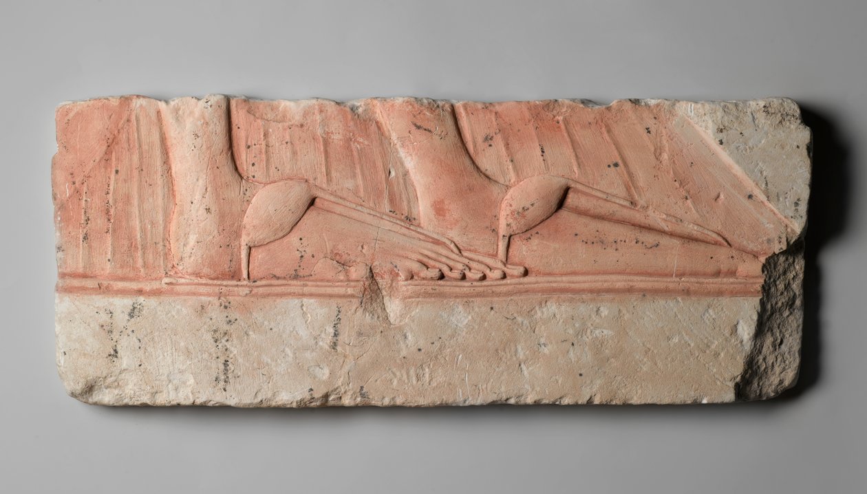 Relieff som viser sandalføttene til kongelige kvinner, fra Tell el-Amarna, New Kingdom, ca. 1353-1332 f.Kr. (kalkstein) av Egyptian 18th Dynasty