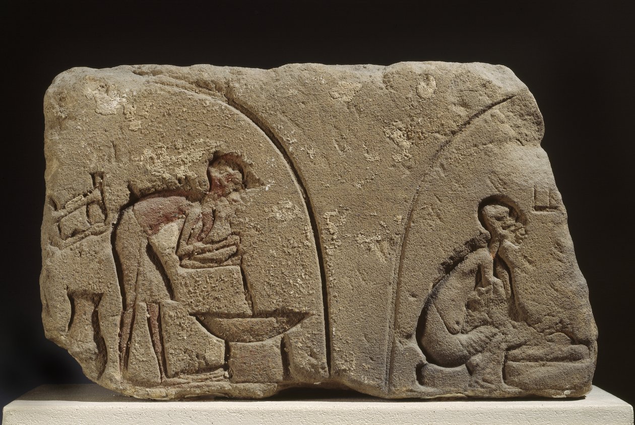 Sandsteinrelieff ved tilberedning av et måltid (sandstein) av Egyptian 18th Dynasty