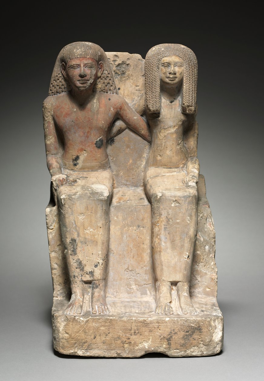 Sittende par statue, ca. 1479-1425 f.Kr av Egyptian 18th Dynasty