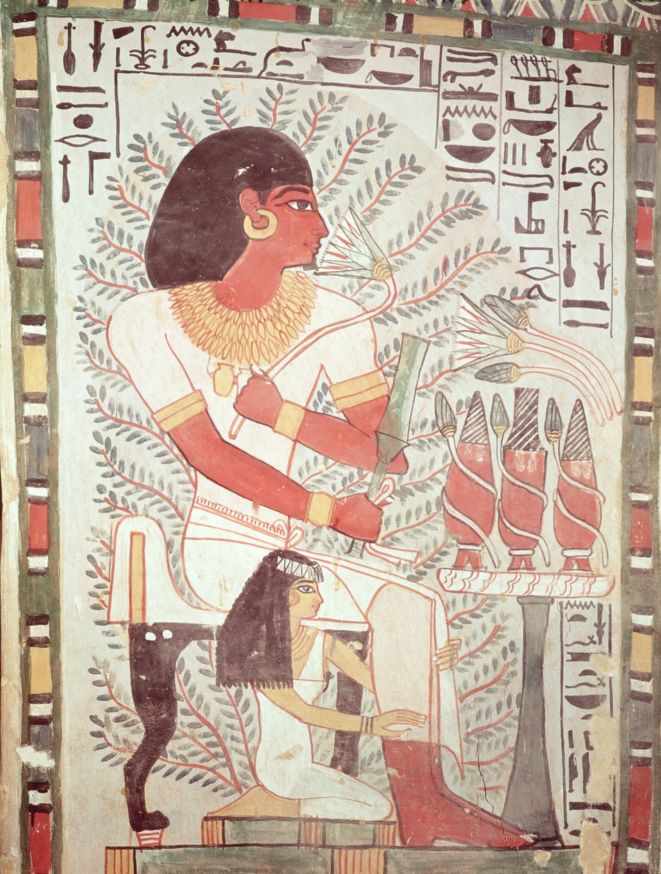 Sennefer satt sammen med sin kone, Meryt, fra Tomb of Sennefer, New Kingdom (veggmaleri) av Egyptian 18th Dynasty