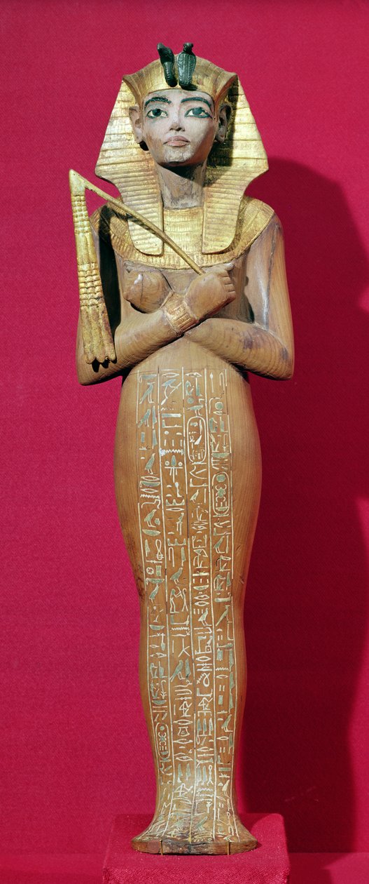 Shabti-figur av kongen fra Tutankhamons grav (ca. 1370-1352 f.Kr.) New Kingdom (malt tre) av Egyptian 18th Dynasty