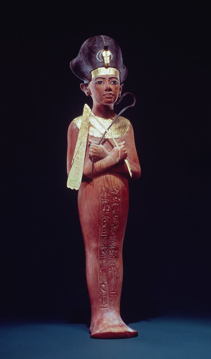 Shabti-figur av kongen fra Tutankhamons grav (ca. 1370-1352 f.Kr.) New Kingdom (forgylt tre) av Egyptian 18th Dynasty