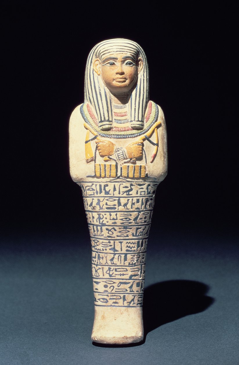 Shabti of Sati, muligens fra Saqqara, New Kingdom) (polykrom fajanse) av Egyptian 18th Dynasty