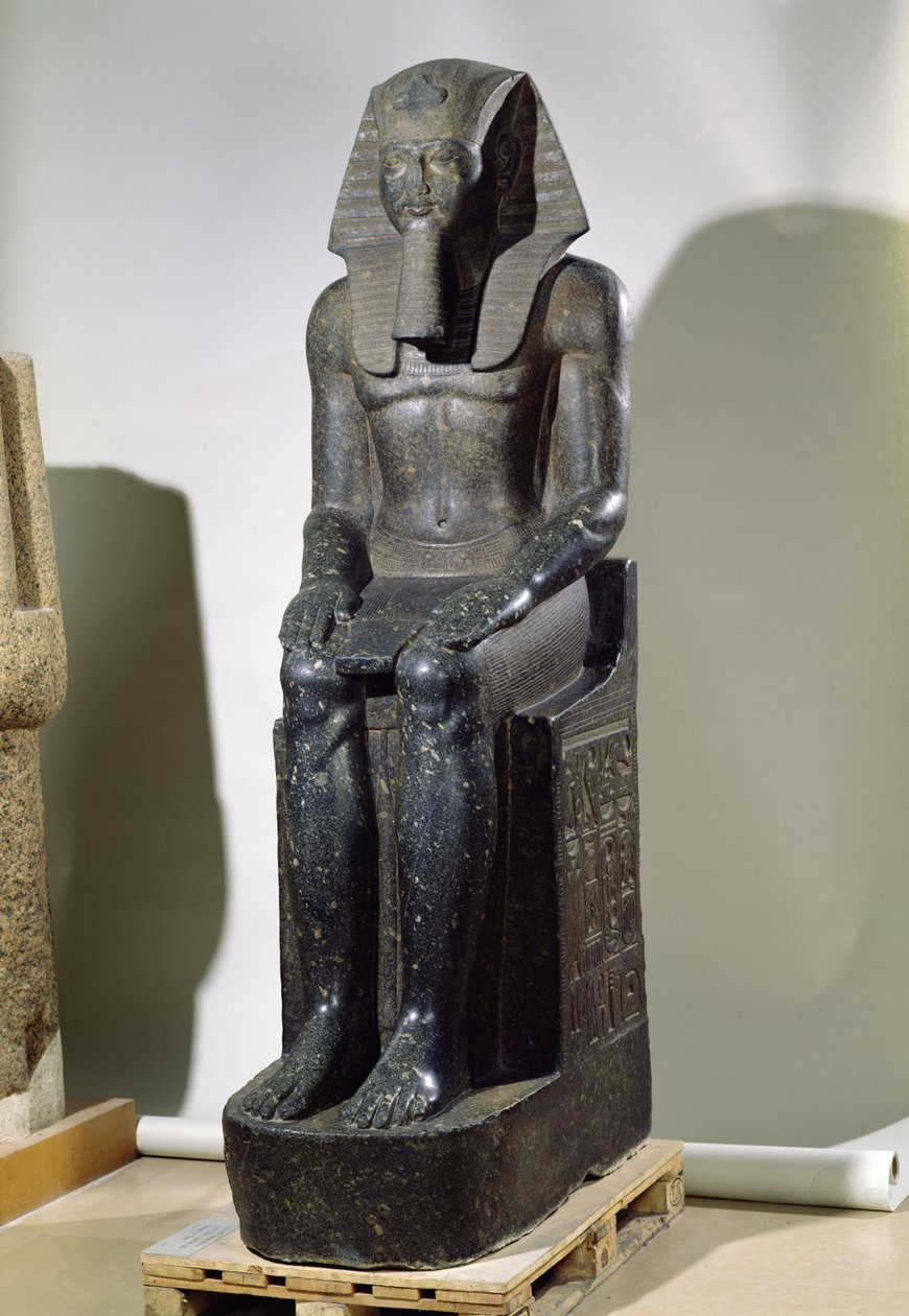 Statue av Amenophis III (ca. 1391-1353 f.Kr.) fra Tanis, New Kingdom (dioritt) av Egyptian 18th Dynasty