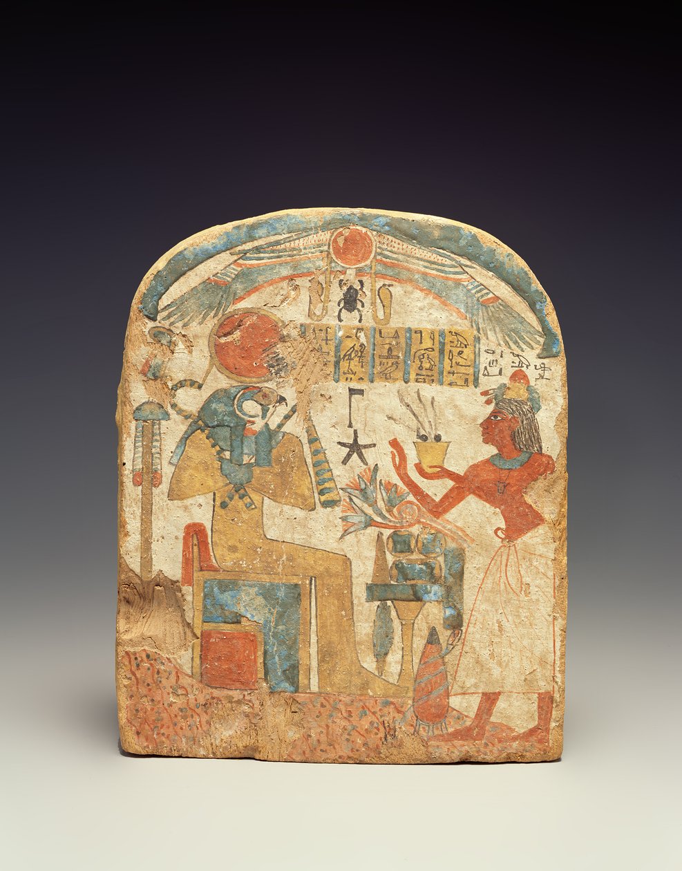 Stelae som skildrer den avdøde før Horus, fra Luxor, New Kingdom (malt tre) av Egyptian 18th Dynasty