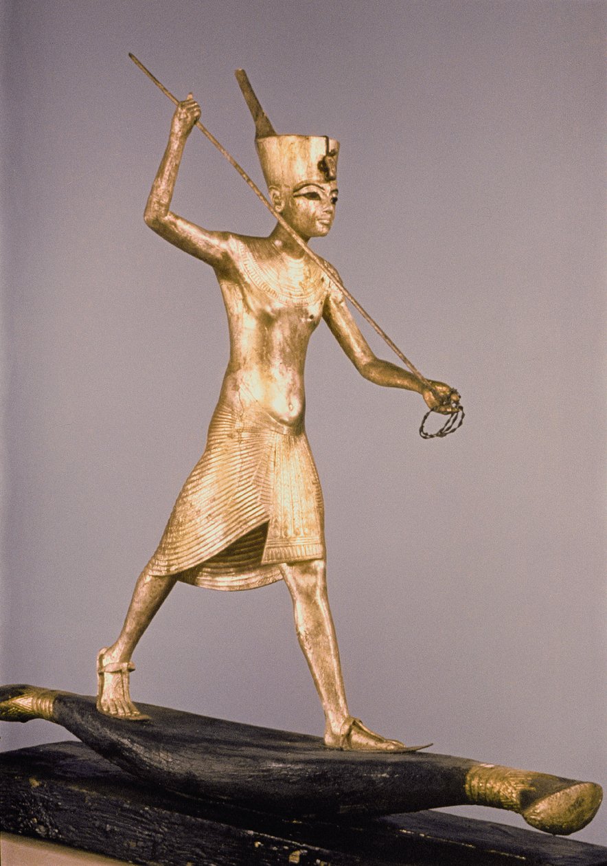 The Harpooner, from the Tomb of Tutankhamun (c.1370-1352 BC) New Kingdom (bronze & gilded wood) av Egyptian 18th Dynasty
