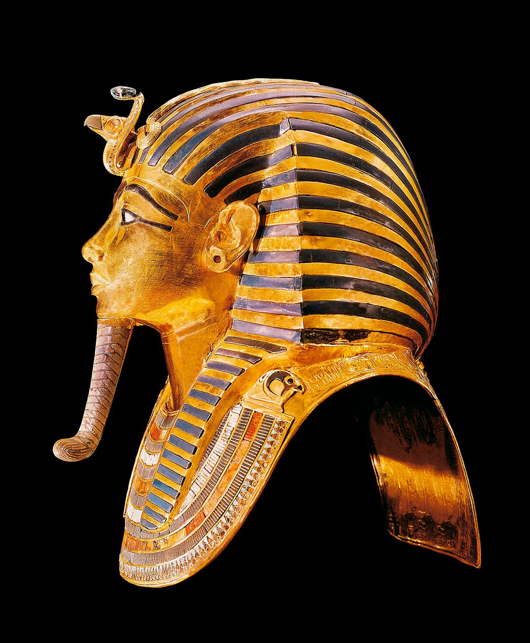 Tutankhamons gyldne maske. Rundt 1340 f.Kr. Fra graven til All-Ankh-Amon (Tutankhamun eller Tutankhamun), Kongenes dal, Deir el Bahari (Dayr al-Bahri). Kairo. Egyptisk museum. av Egyptian 18th Dynasty