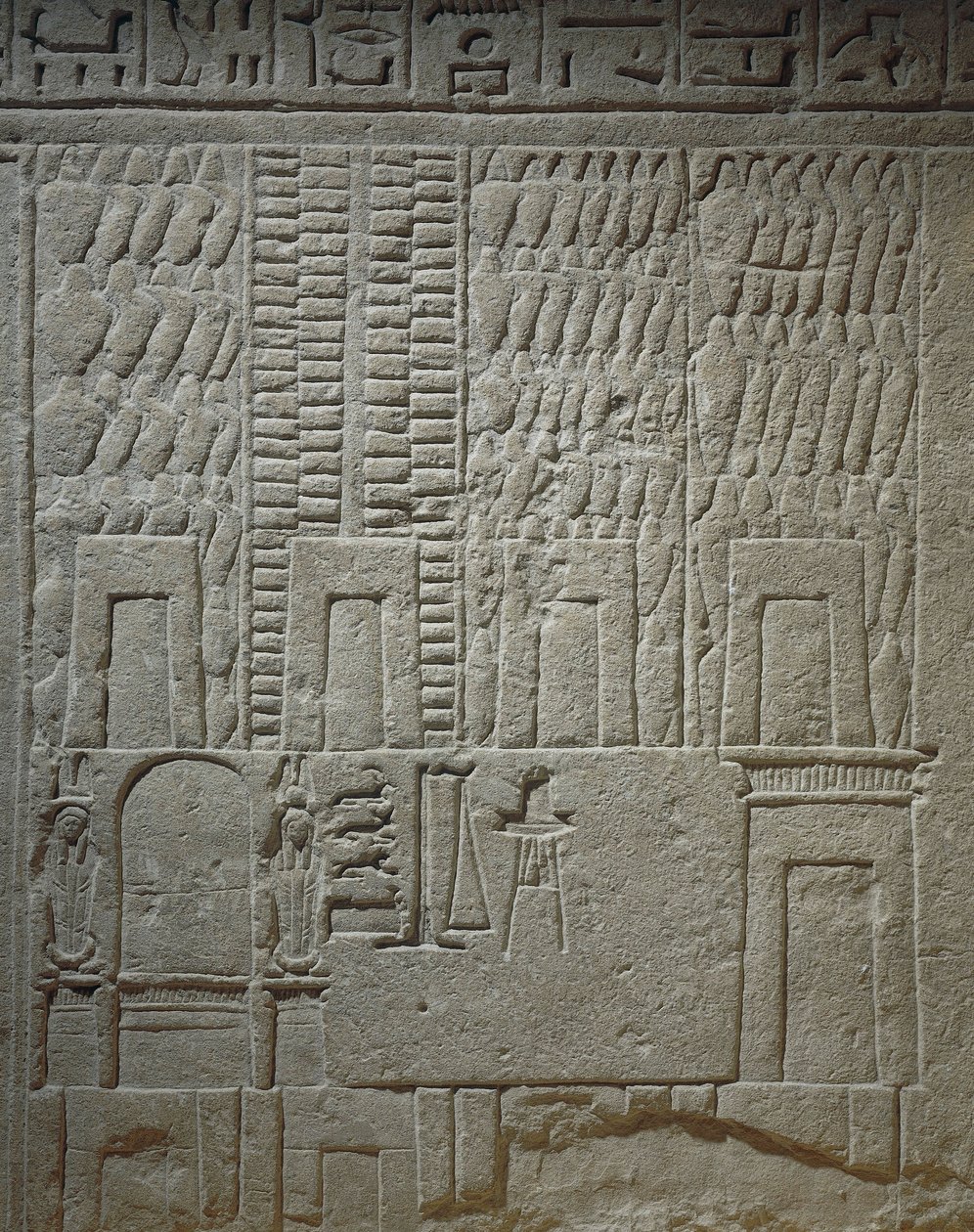 Veggrelieff som viser en lagerdetalj av vekten for veiing av varer av Egyptian 18th Dynasty